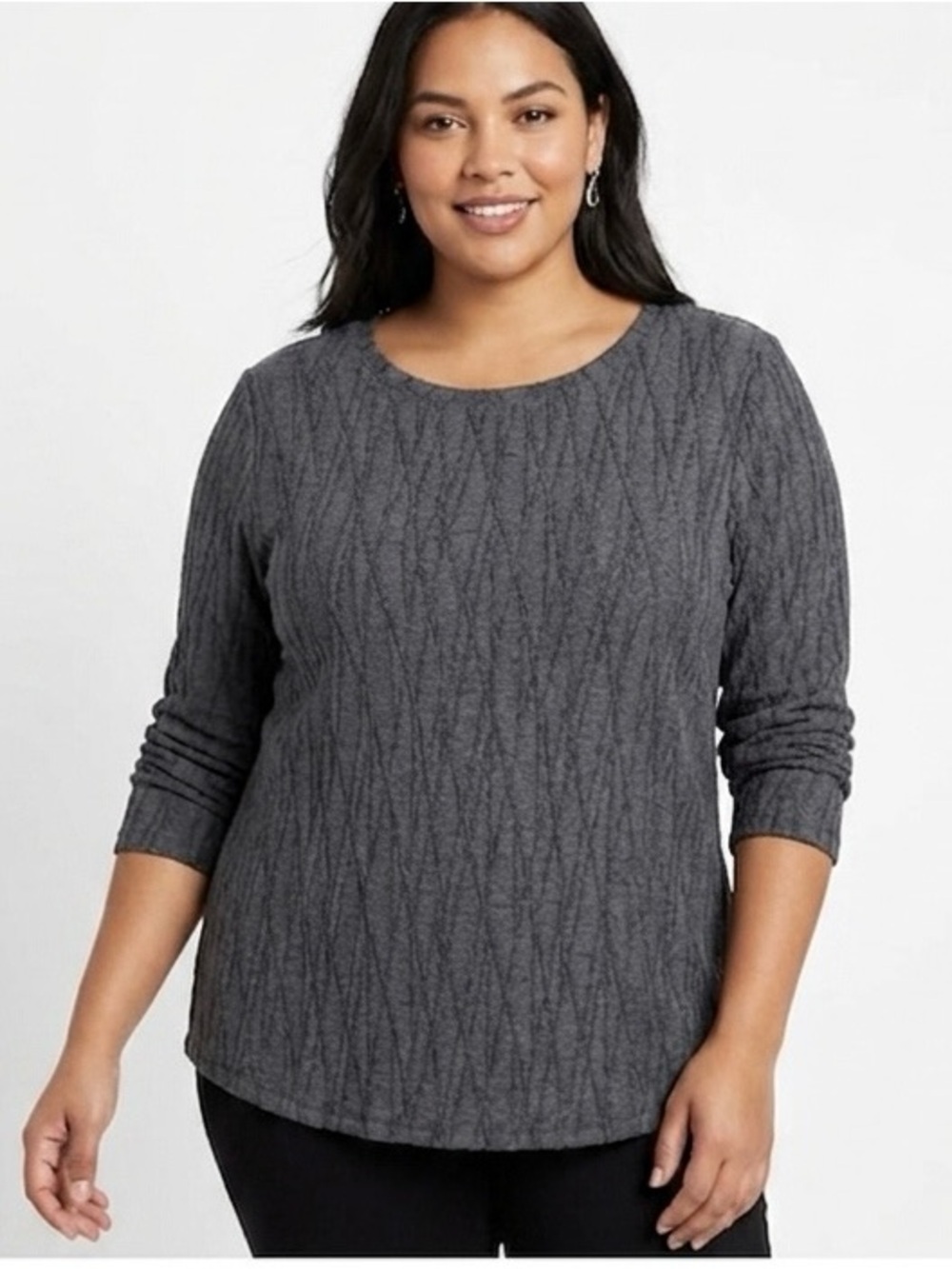 Simply Vera Vera Wang Charcoal Patterned Top Size XL